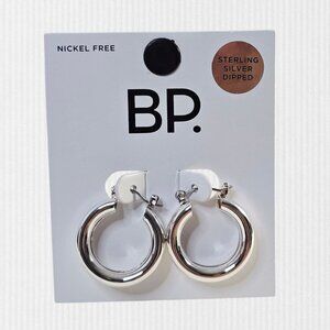Sterling Silver Dipped Hoop‎ Earrings By BP. Nickel-Free NWT